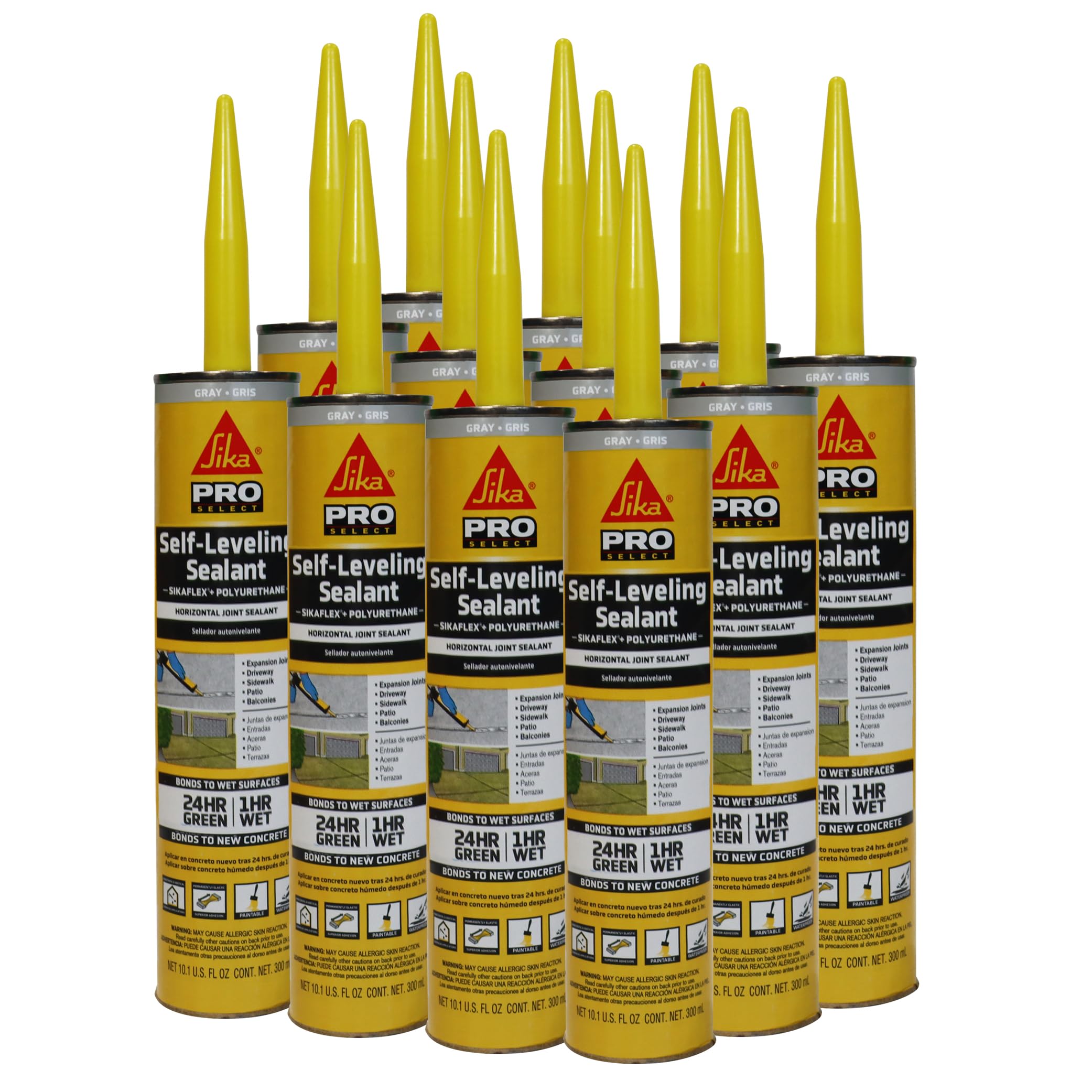 12 Pack Sika 515304 Sikaflex 10.1 Oz Gray Self-Leveling Sealant - Perfect for Roofing, Concrete Joints & Marine Applications