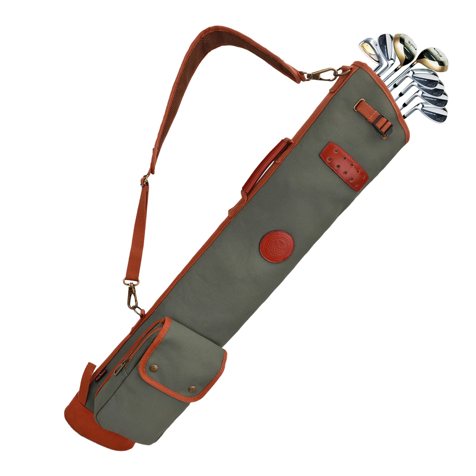 TOURBON Lightweight Canvas Golf Carry Bag with Multiple Pockets - Perfect for Sunday Golf, Travel & Driving Range Storage | Durable & Portable Golf Club Bag for Men & Women