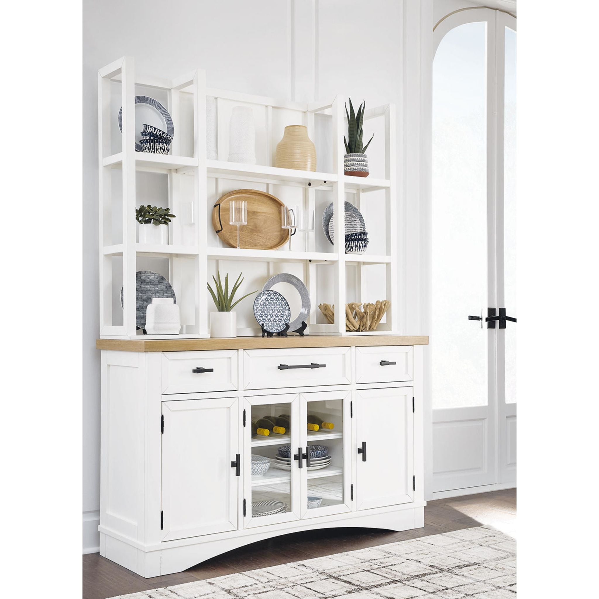 Ashbryn Server & Hutch - White/Natural (D844D3) - Perfect for Dining Room Storage & Display