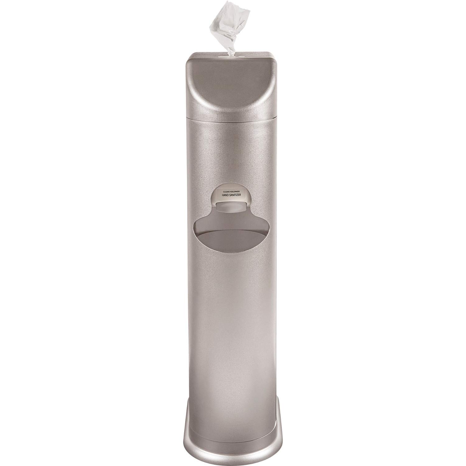 Zogics All-in-One Cleaning Station with Wipes Dispenser, Hand Sanitizer Dispenser, Trash Can & Storage - Silver | Perfect for Gyms, Offices & Public Spaces (1 Station)