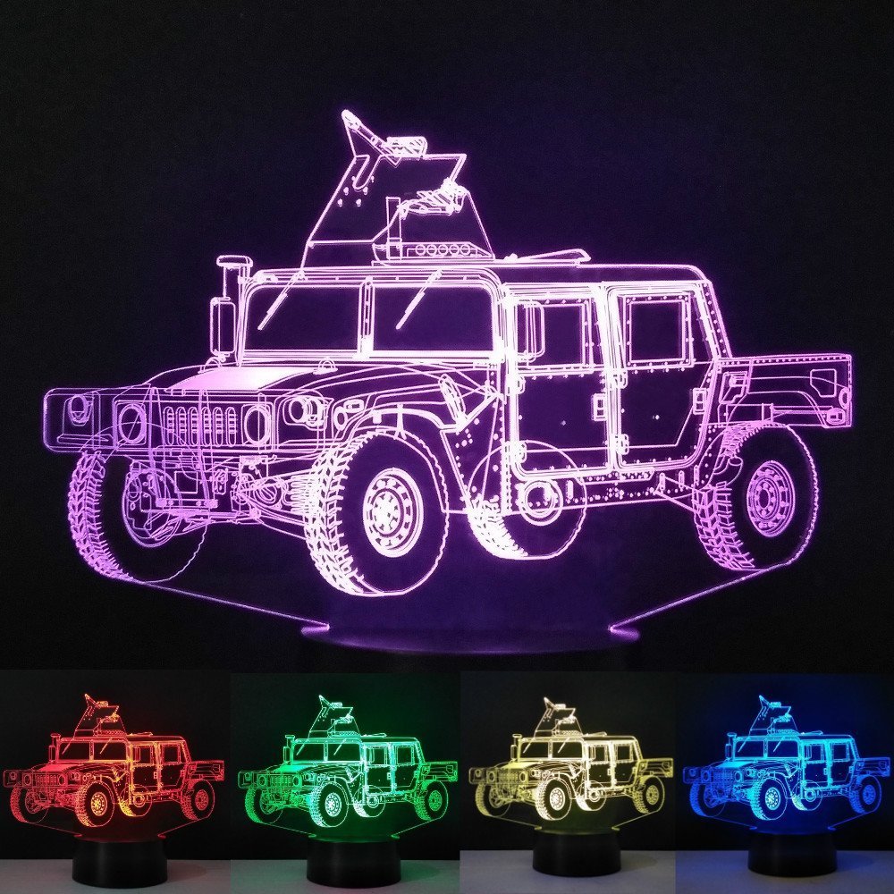 3D Car Truck Tractor LED Night Light - 7 Color Changing Optical Illusion Table Lamp for Kids Room, Nursery, Christmas Decor, Birthday Gift, Home Office Desk Accessory