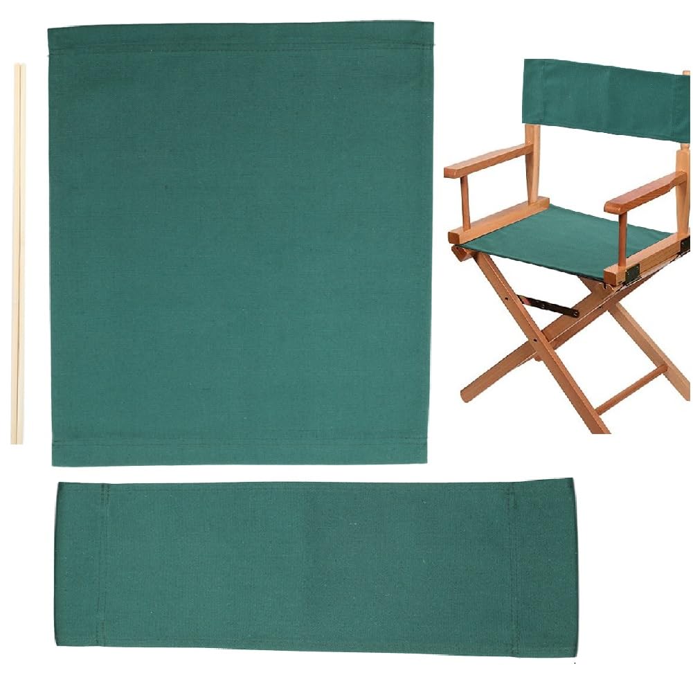 GORGECRAFT 19-20x7-15 Inch Green Canvas Replacement Chair Covers Kit - Seat & Back with Wood Sticks - Easy Clean Folding Chair Covers for Home, Patio, Movie Theater, and Outdoor Furniture Accessories