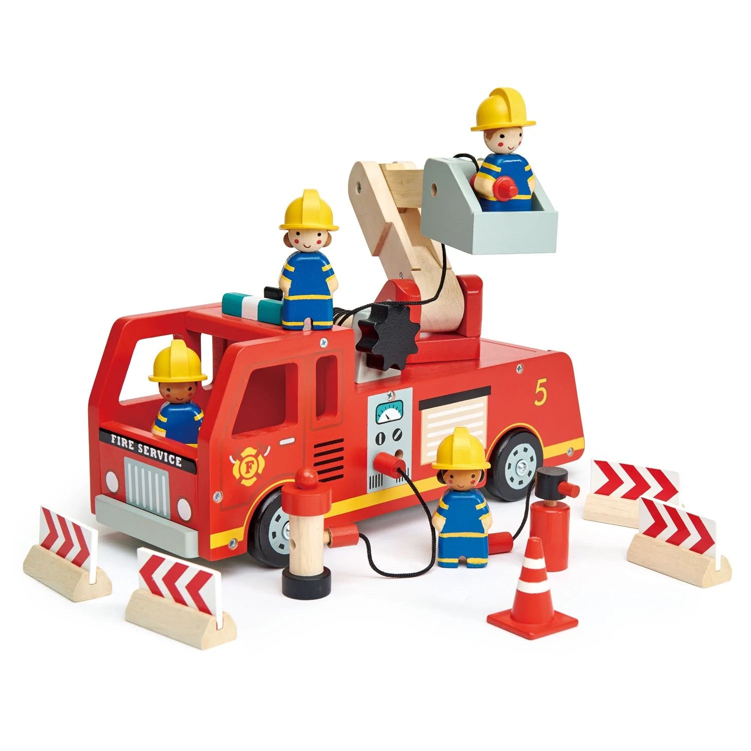 Wooden Fire Engine Toy for Kids - Handmade Wooden Fire Truck with Moving Wheels - Perfect for Pretend Play, Birthday Gifts & Preschool Learning Activities