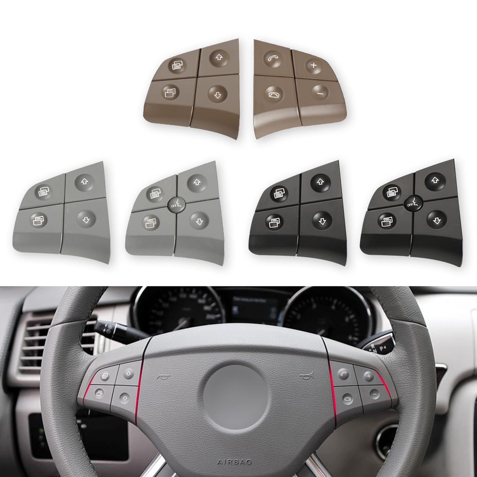 SDLJGO Multi-Function Steering Wheel Switch Buttons with Phone Control for Mercedes Benz W164 GL Class (2006-2009) - Perfect for Hands-Free Calling & Audio Control While Driving