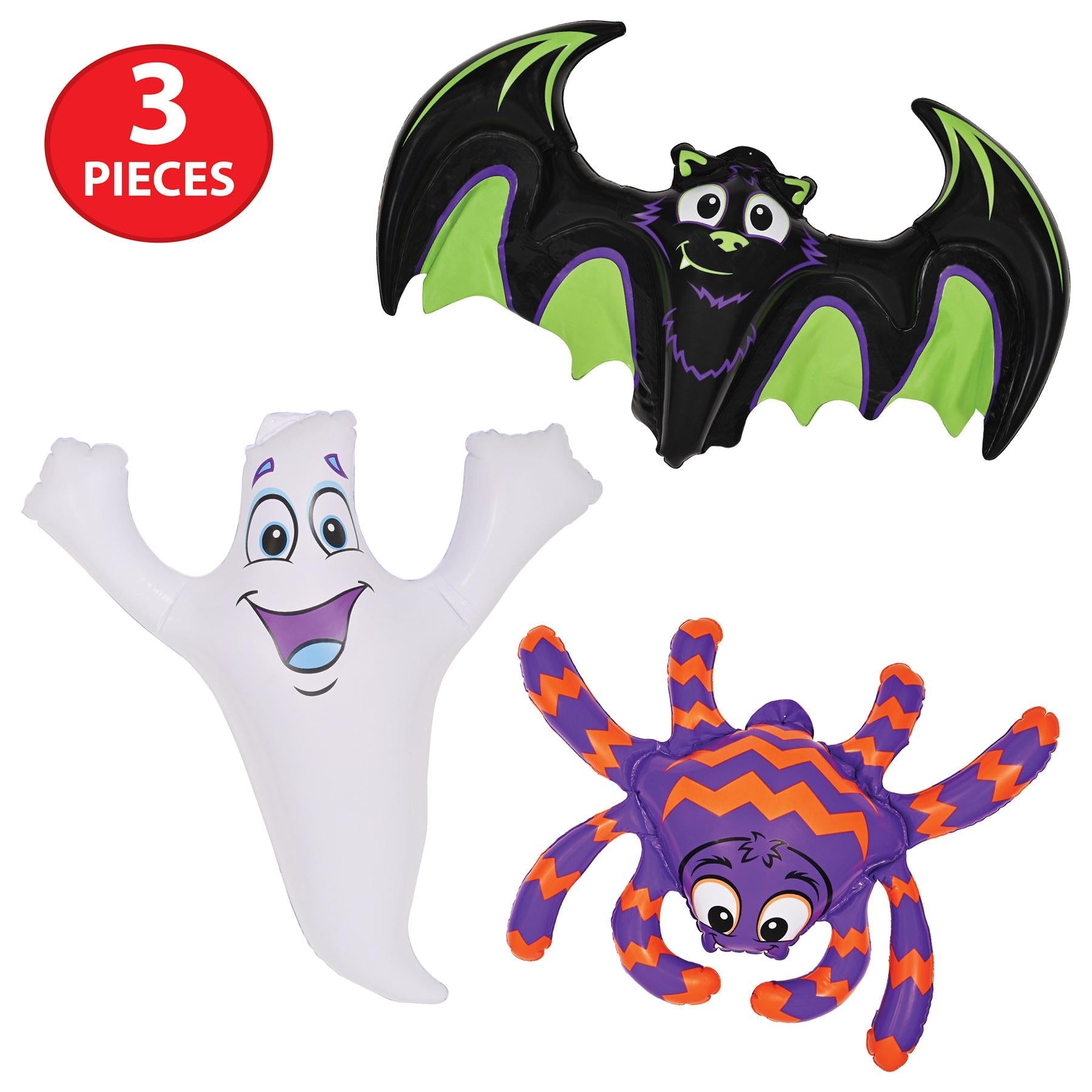 12 Pack Halloween Inflatable Decorations - Bats, Ghosts & Spiders 3 Piece Set for Party, Home & Yard Decor | Scary Outdoor & Indoor Halloween Party Supplies