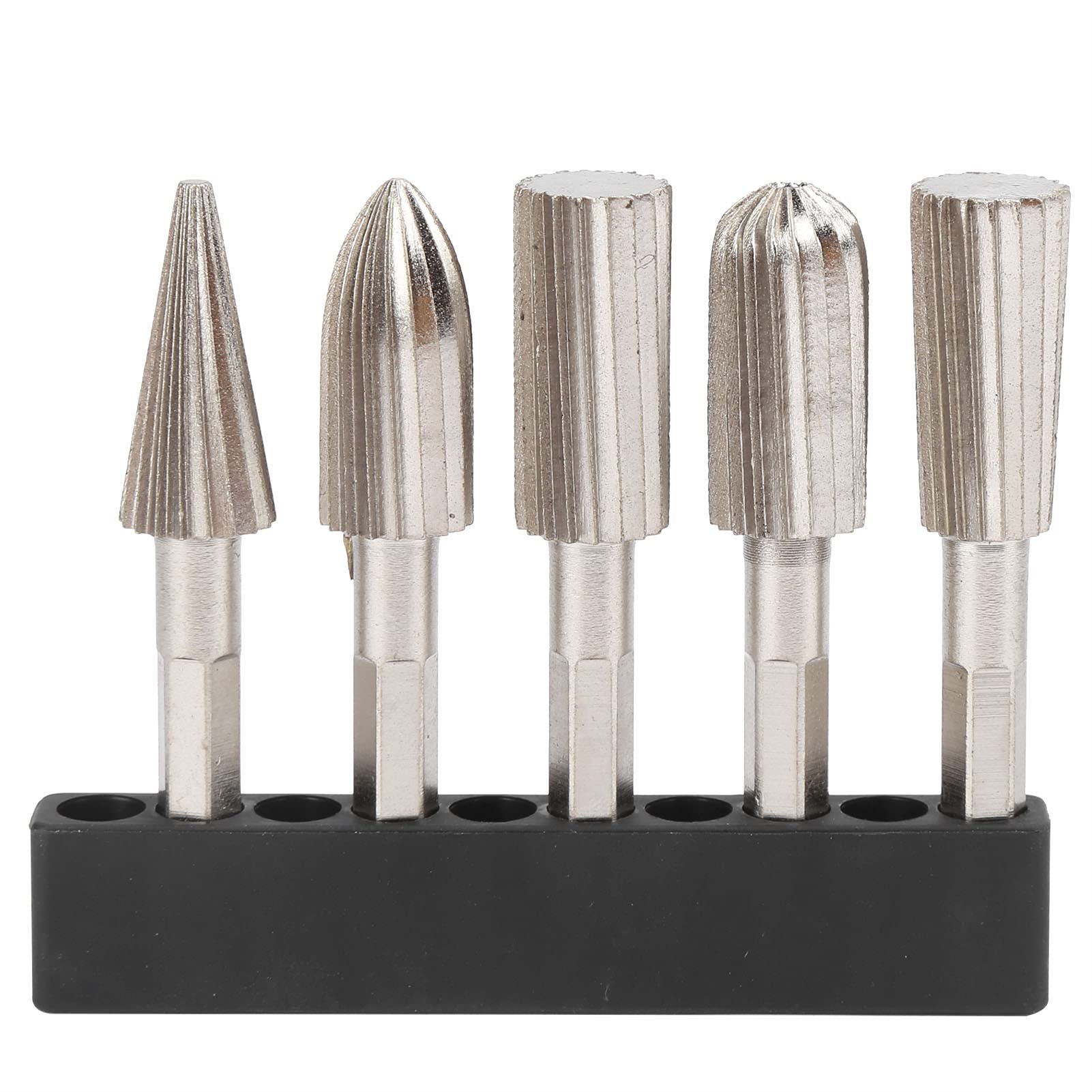 5Pcs High-Speed Steel Rotary File Cutting Burrs Set - 14in Hex Shank Double Cut Metal Grinder Drill Bits for Carving, Polishing & Metalworking - Perfect for DIY Projects, Jewelry Making & Woodworking