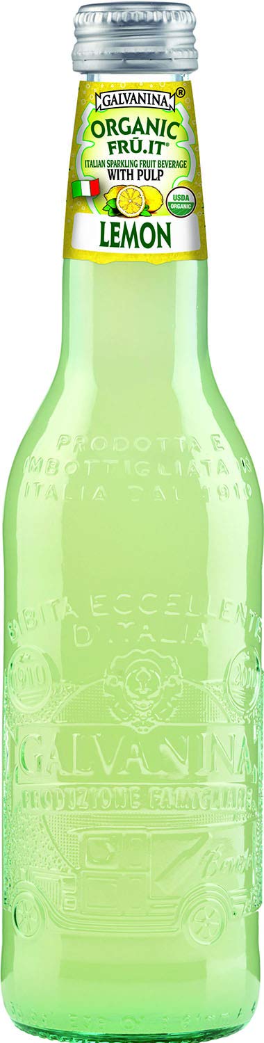 Premium Organic Italian Sparkling Lemonade with Pulp - Galvanina Natural Fruit Beverage - 12 Glass Bottles (12 fl oz Each) - Perfect for Parties, Picnics & Refreshing Summer Drinks