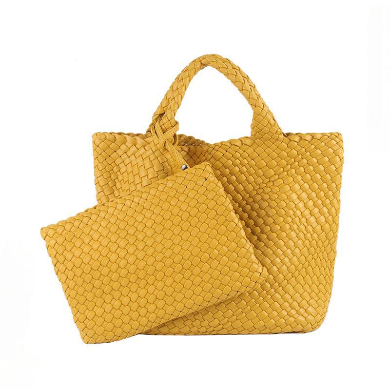 Stylish Women's Leather Handwoven Tote Bag - Fashionable Travel Shoulder Purse with Large Capacity & Built-in Wallet - Perfect for Work, Shopping & Weekend Getaways