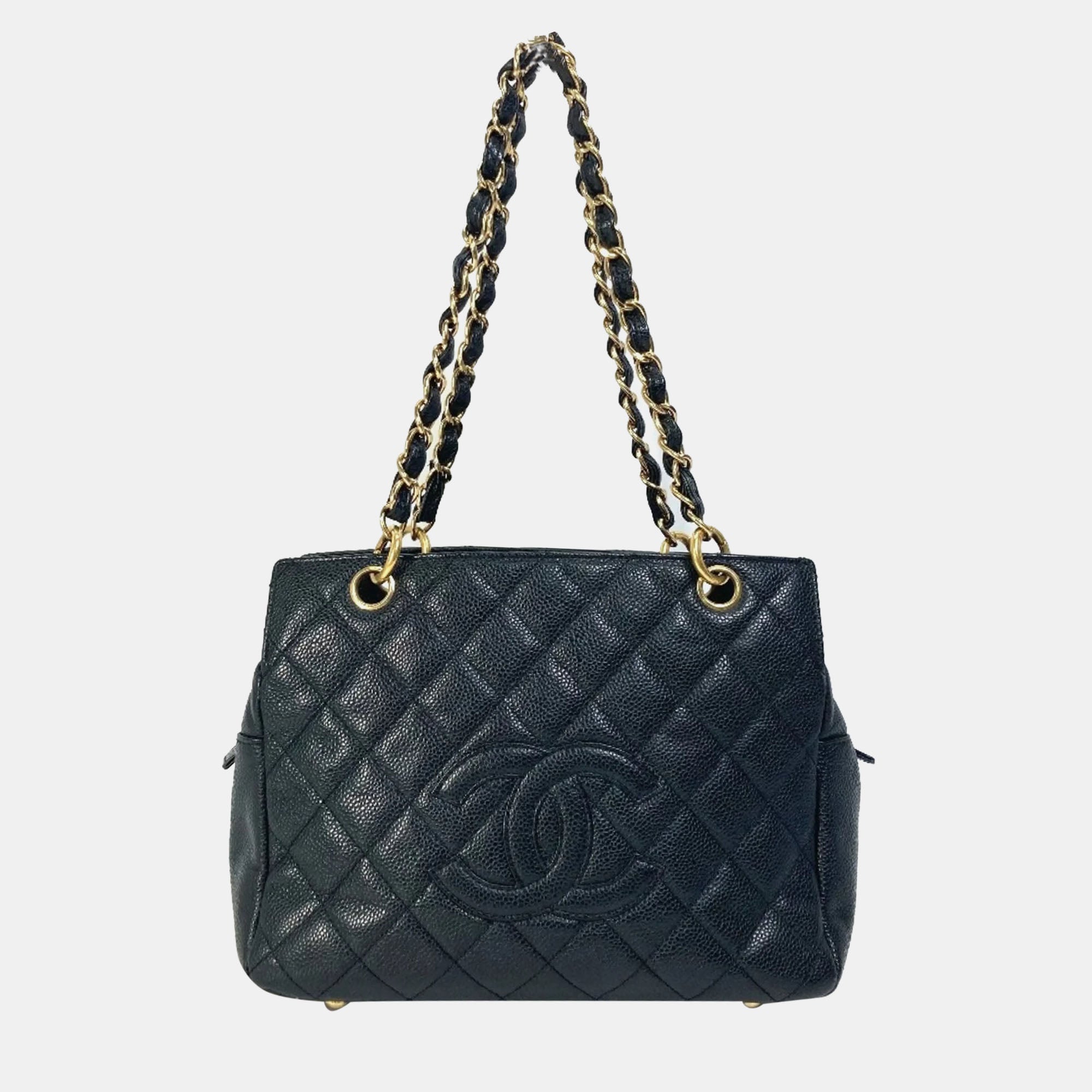 Luxury Black Caviar Leather Timeless Shopping Tote Bag - Elegant Designer Handbag for Women | Perfect for Work, Travel & Everyday Use