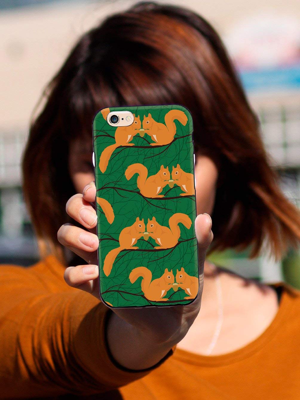 **Inspired Cases - 3D Textured Protective Phone Case Compatible with Apple iPhone SE (2020/2nd Gen) - Squirrel Pattern, Black - Slim Fit, Shockproof & Anti-Scratch for Daily Use, Travel & Outdoor Activities**