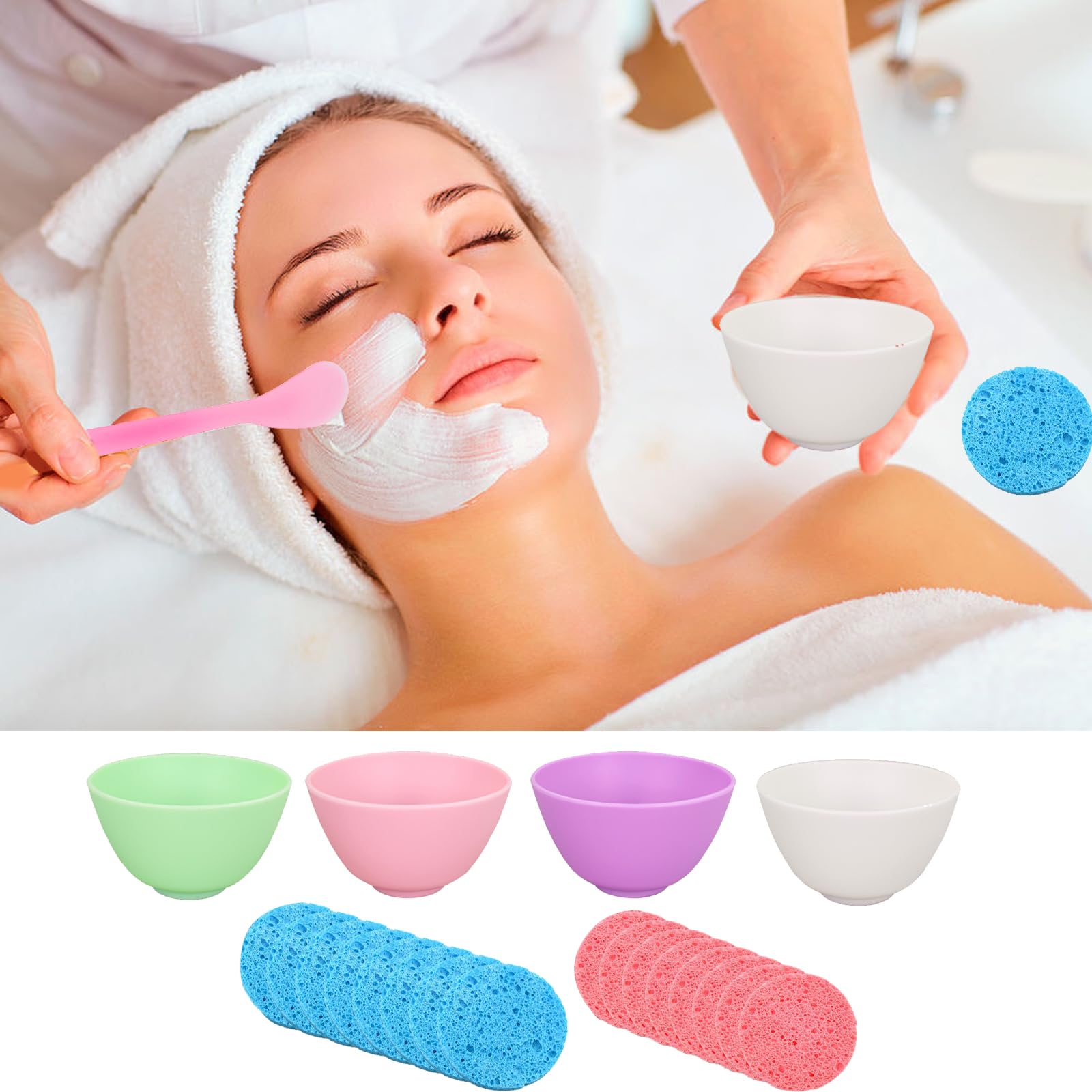 38PCS Professional Esthetician Face Mask Mixing Bowl Set - Facial Mask Bowl, Spatula, Soft Brushes, Wet Puff & Headband Clay Applicator Tools - Complete Esthetician Supplies Kit for Facials, Spa & Beauty Treatments at Home or Salon