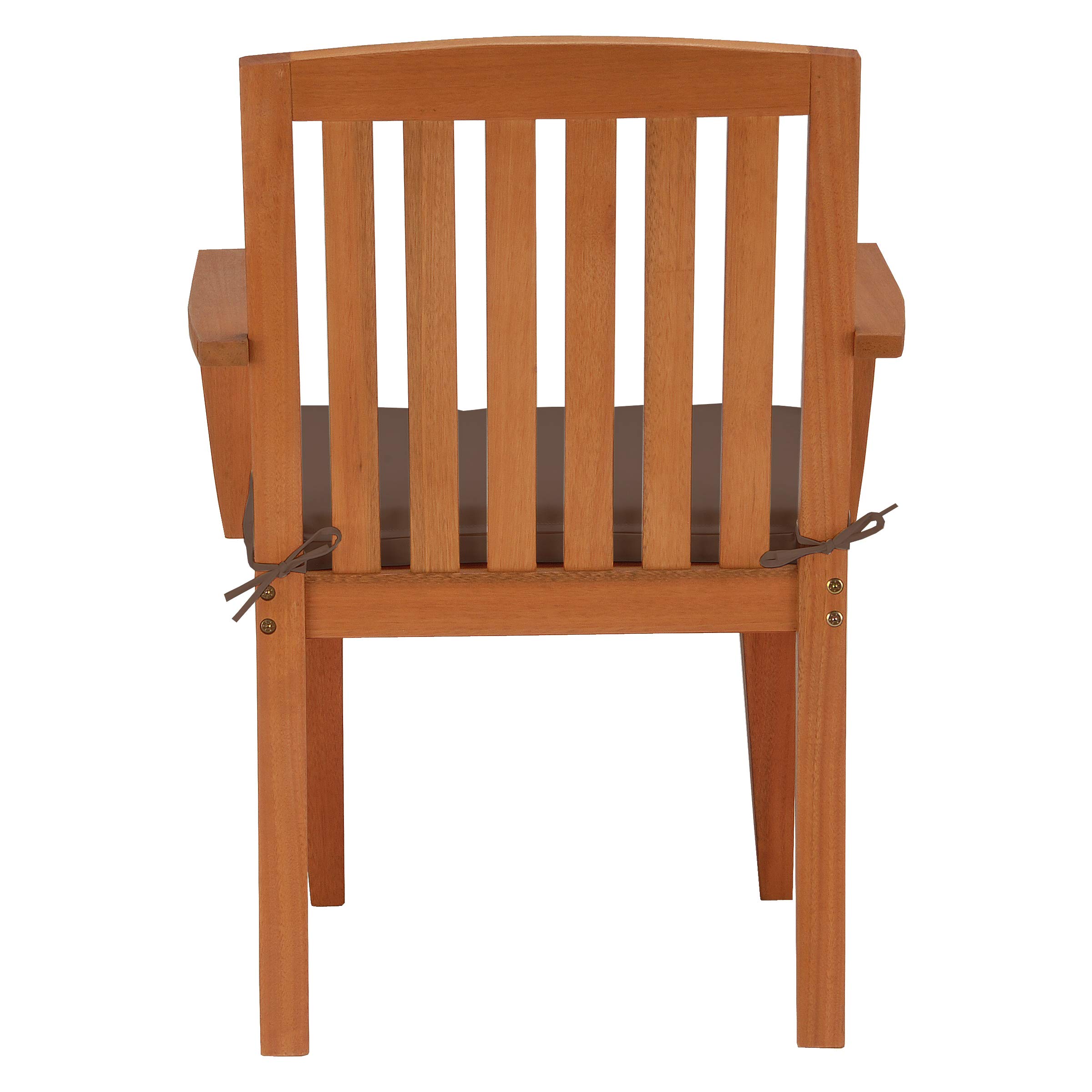 Premium Eucalyptus Wood Patio Dining Armchair with Chocolate Brown Cushion - Outdoor Garden Furniture for Backyard, Deck, and Poolside Relaxation