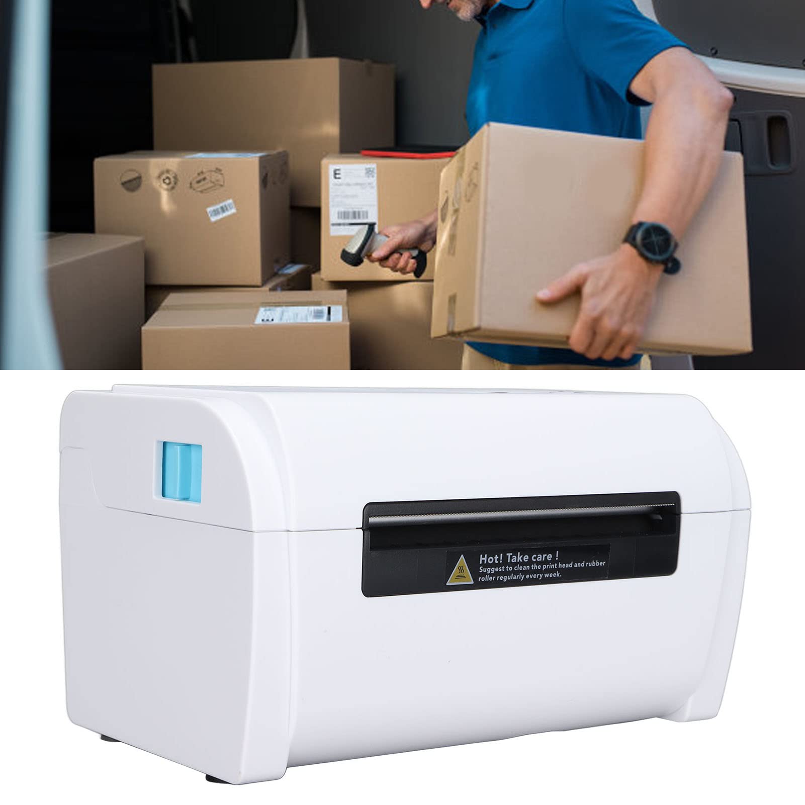 EXCLUZO Label Printer - High-Speed Continuous Printing for POS Systems & Shipping Labels | Portable, Low-Cost Label Maker for Retail, Warehouse & Logistics Use
