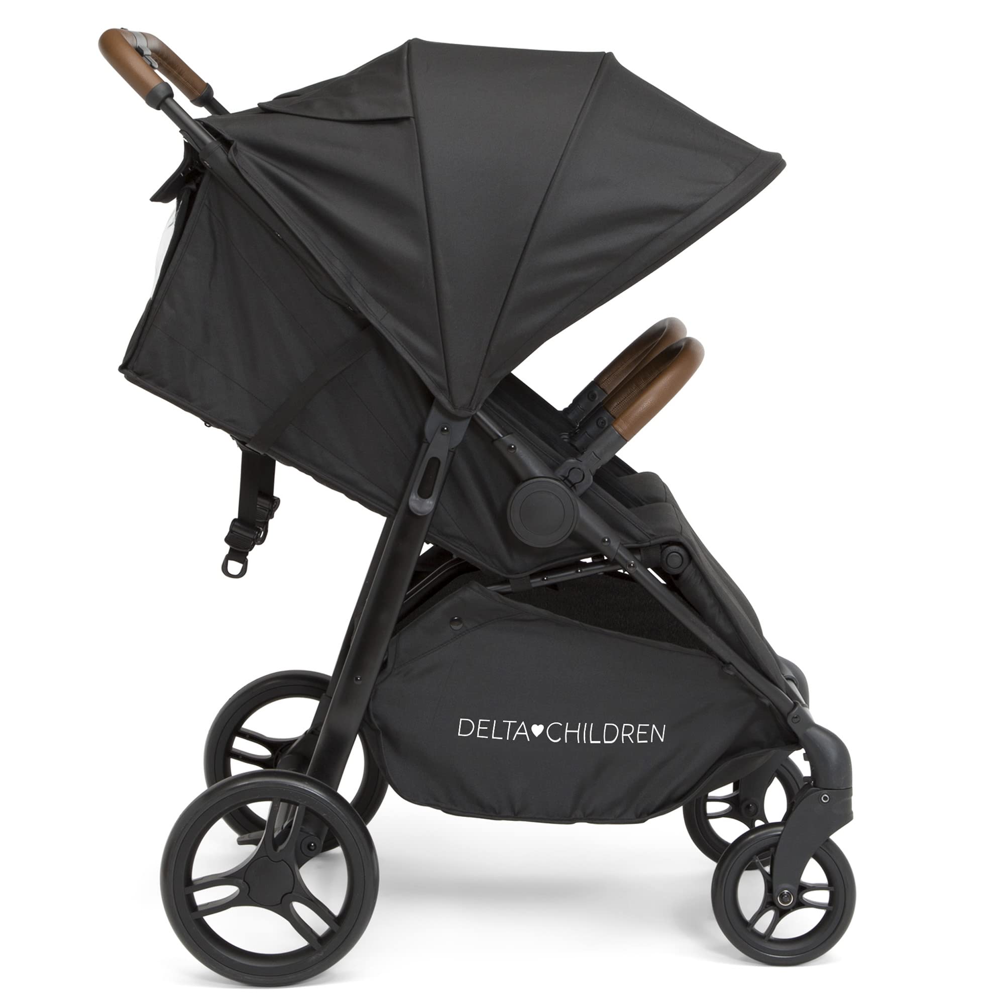 Delta Children Cruzer Double Stroller - Lightweight Side by Side Baby Stroller with Reclining Seats, Extendable Canopies & Compact Fold | Perfect for Twins or Siblings | Ideal for Shopping, Travel & Outdoor Adventures (Black)