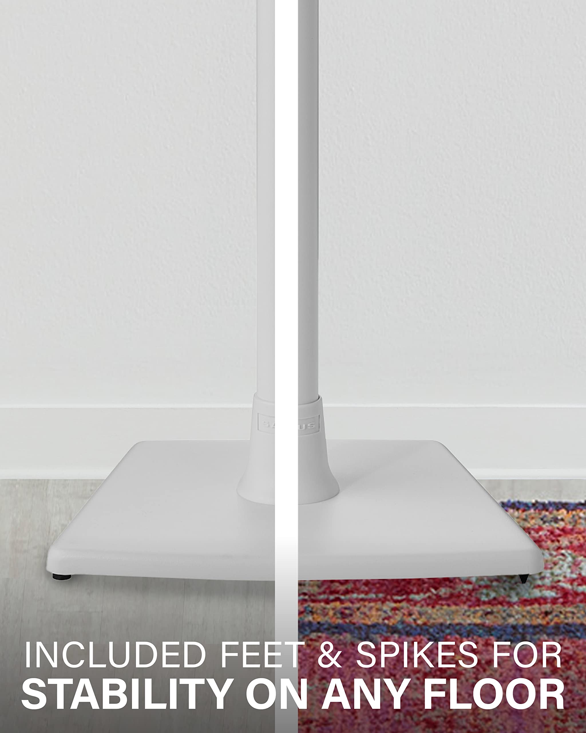 Sanus Premium Fixed Height Speaker Stands Pair for Sonos One, One SL & Play:1 - White with Built-in Cable Management & Easy 3-Step Installation - Perfect for Home Theater, Music Room & Office Setup