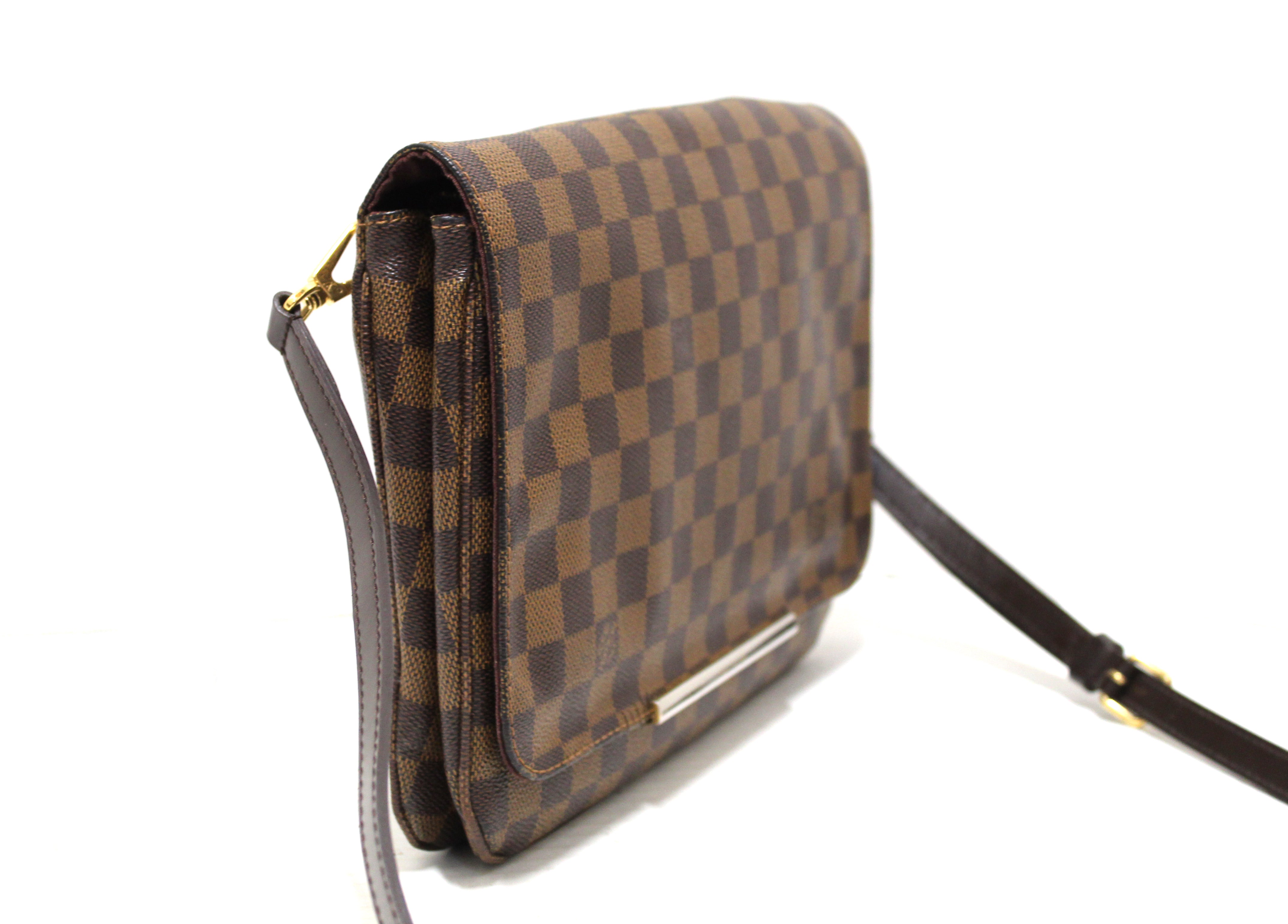 Authentic Louis Vuitton Damier Ebene Hoxton GM Messenger Bag for Men - Luxury Crossbody Shoulder Bag with Leather Trim - Perfect for Work, Travel & Daily Use