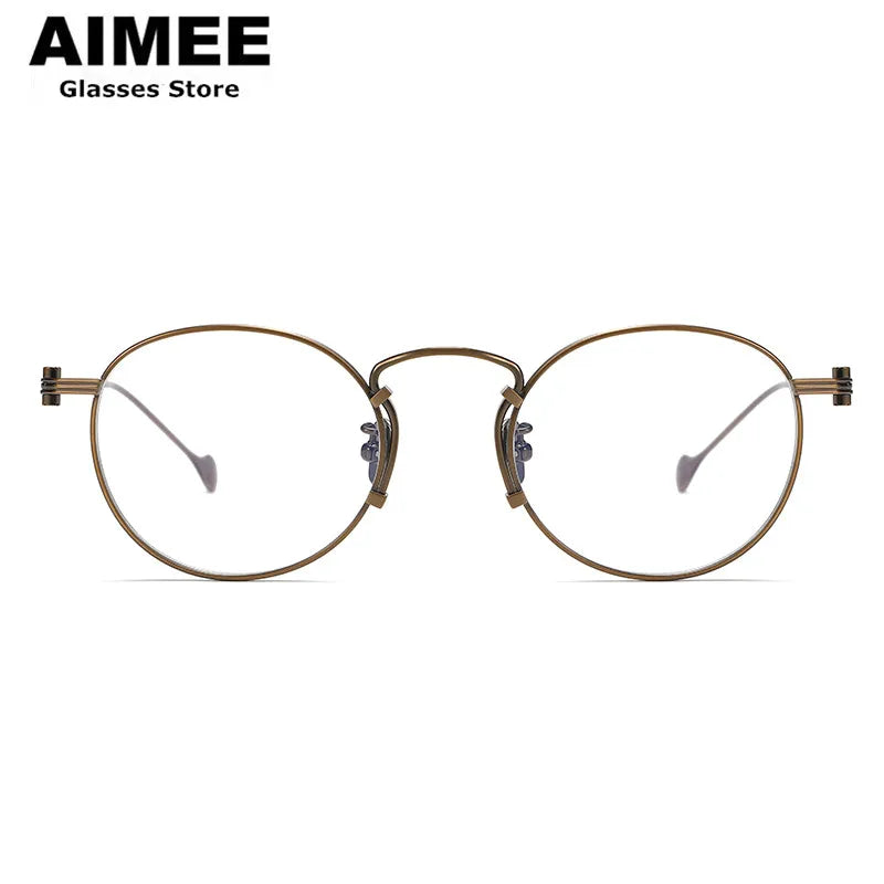 Aimee Unisex Full Rim Round Titanium Eyeglasses Frame 190068 - Lightweight Durable Glasses for Men & Women, Perfect for Reading, Work & Everyday Wear
