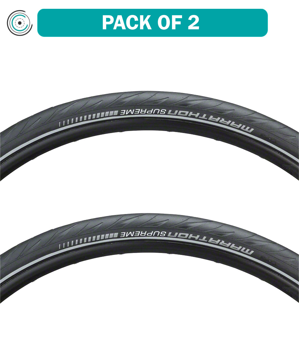 2 Pack Schwalbe Marathon Supreme Bike Tires - 26 x 1.6 Inch Clincher Black VGuard 11600776.01 - Premium Performance for Road & Urban Cycling