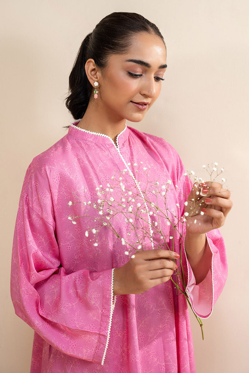Elegant Misty Pink 2-Piece Printed Linen Suit for Women - Summer Casual Outfit, Beach Wedding & Vacation Wear