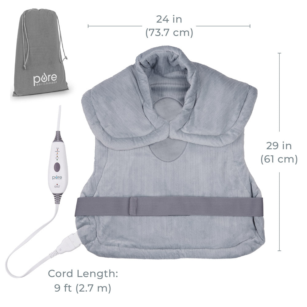PureRelief XL Extra Long Heating Pad for Back & Neck Pain Relief - Soothing Heat Therapy for Muscle Relaxation, Perfect for Home, Office, and Travel Use