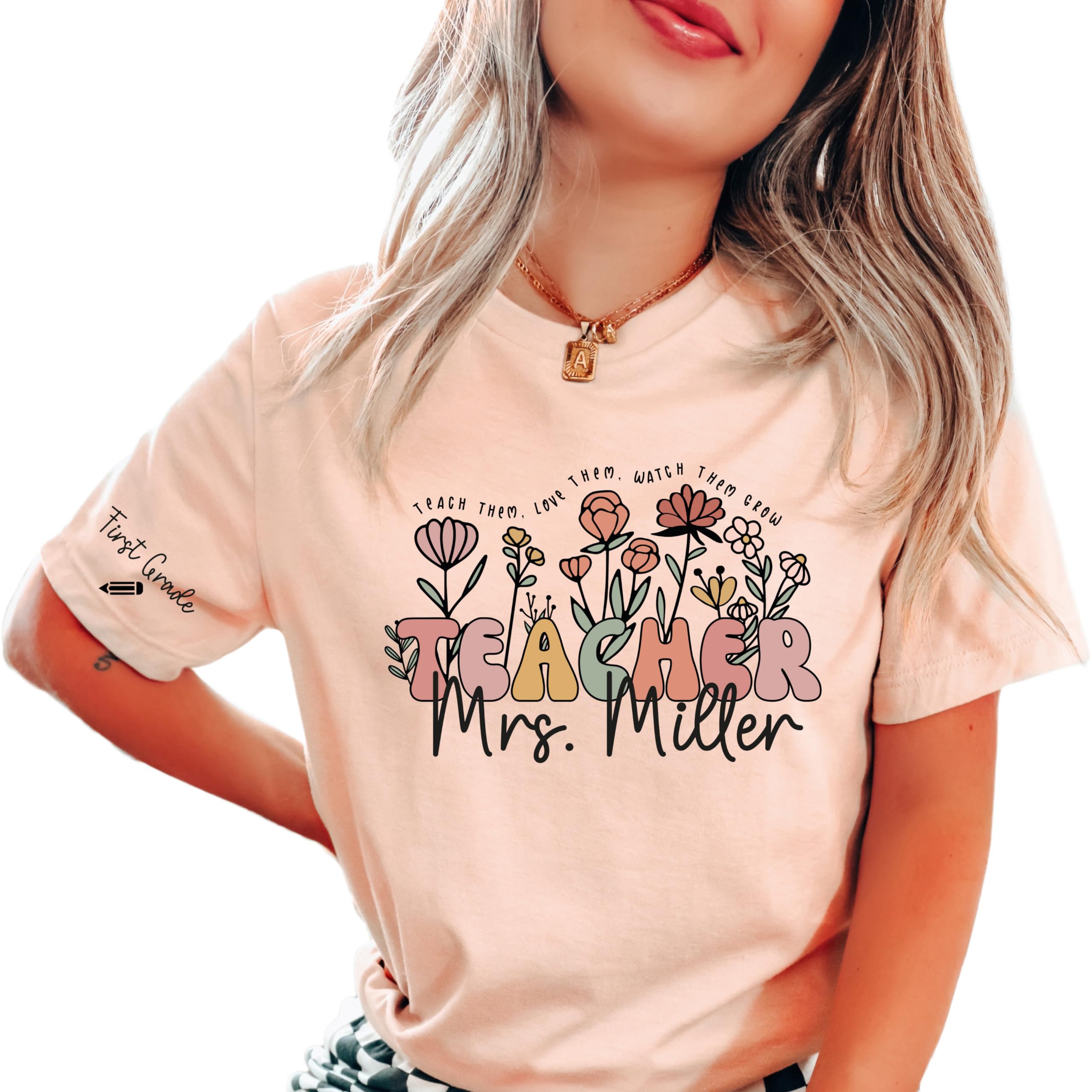Custom Teacher T-Shirt - Personalized Gift for Back to School & End of Year - 2nd 3rd Grade Kindergarten