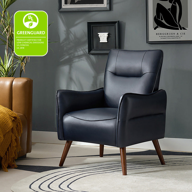 Clara Vegan Leather Armchair - Modern PU Leather Lounge Chair for Living Room, Office & Bedroom - Comfortable Mid-Century Style Accent Chair with Sturdy Metal Legs