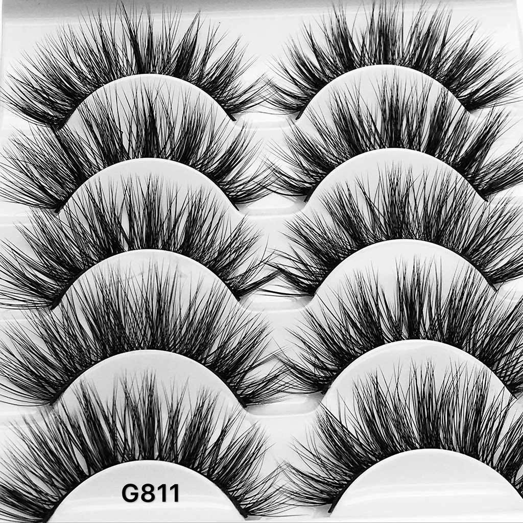 Nourich 5-Piece Natural Thick False Eyelashes Set - 3D Mink Lashes, Long & Fluffy Multilayer Feather Lashes for Dramatic Eye Makeup | Perfect for Parties, Weddings & Special Occasions
