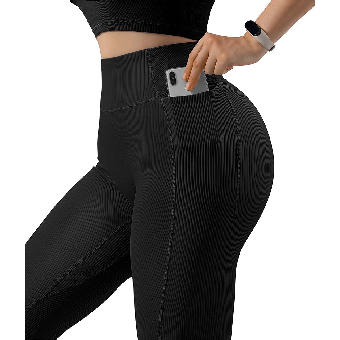 SUUKSESS Women's High Waisted Ribbed Seamless Yoga Pants - Workout Leggings for Gym, Running & Lounge Wear - Stretchy Comfortable Tummy Control Activewear