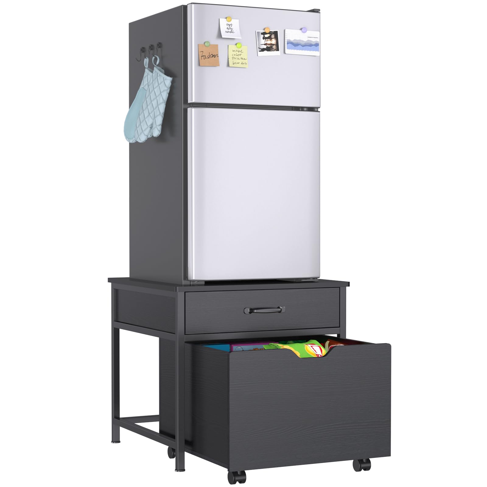 GDLF Heavy Duty Mini Fridge Stand with Storage & Rolling Cabinet - 220LBS Capacity Tabletop for Dorm, Apartment, Office, Bedroom - Perfect for Small Spaces & Beverage Organization