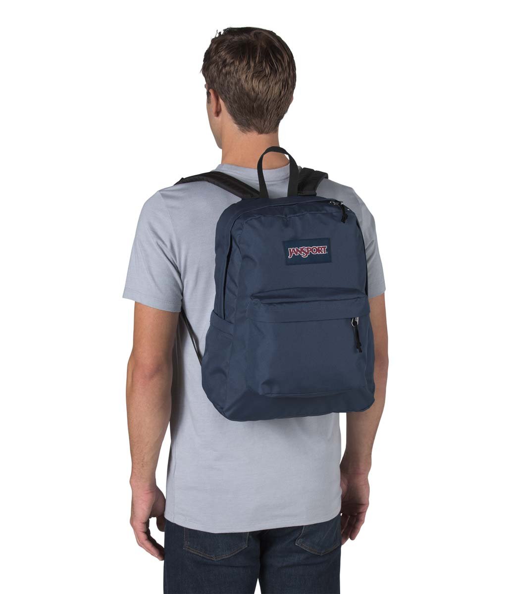 JanSport SuperBreak Backpack - Lightweight Laptop Backpack for School & Travel, Durable Navy Blue Daypack with Front Utility Pocket - Perfect for Students, Commuters & Outdoor Adventures