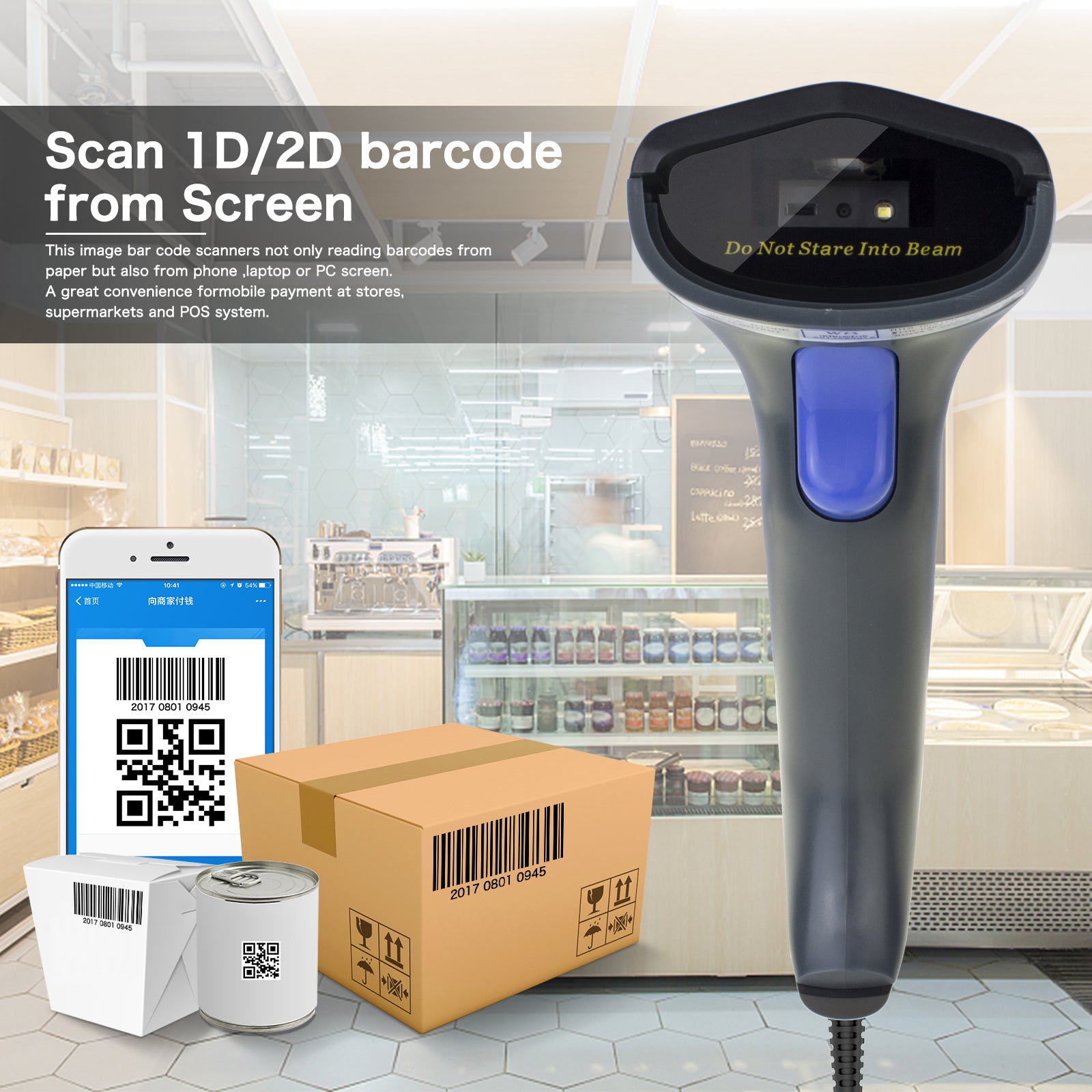 W9 2D USB Barcode Scanner - High-Speed Wireless QR Code Reader for Retail, Warehouse & Inventory Management | Compatible with PC, POS & Cash Register Systems