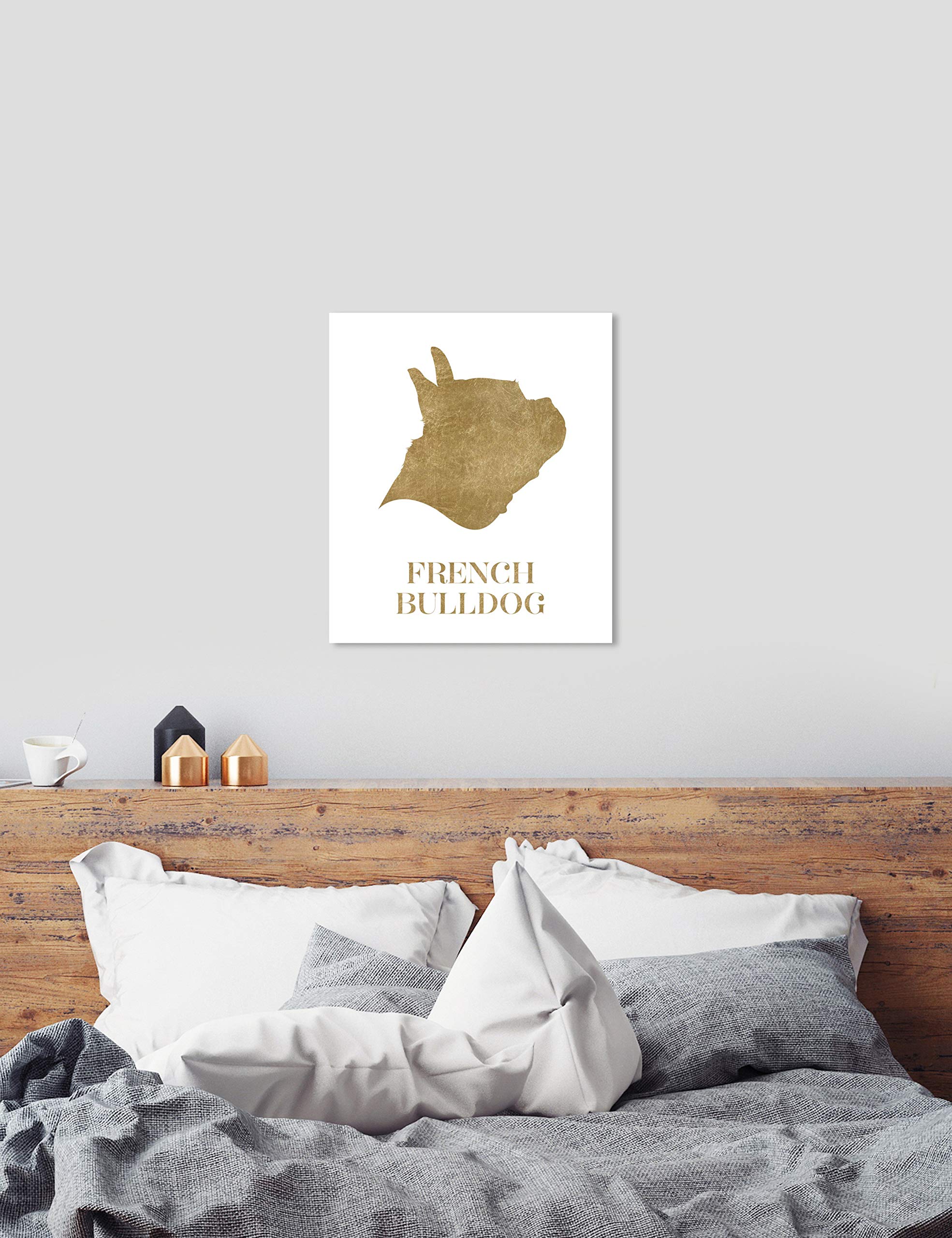 Oliver Gal Artist Co. French Bulldog Silhouette Canvas Wall Art - 30x36 Inch Gold & White Animal Print for Living Room, Bedroom, Office Décor | Premium Home Decor Gift Idea
