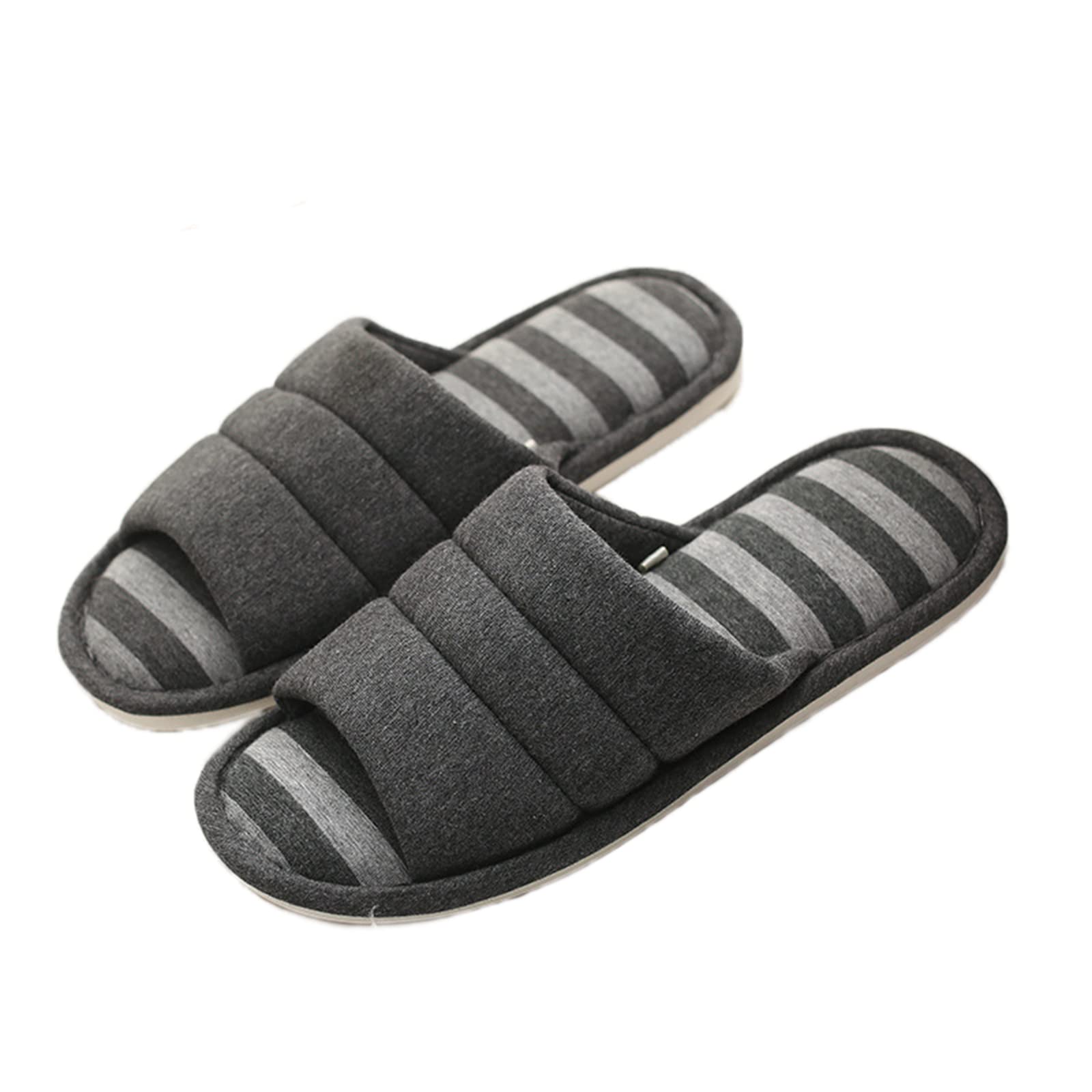 **Washable Open-Toe House Slippers for Men & Women - Soft Cotton Indoor Slip-On Slippers with Non-Slip Sole - Cozy Home & Bedroom Shoes for Couples & Family - Perfect for Lounging, Relaxing & Comfort**