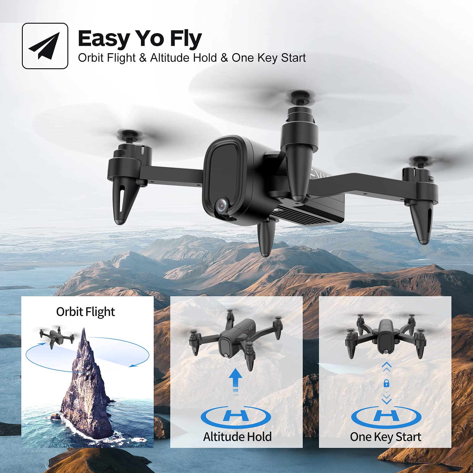 HR H6 Drone with 1080P HD Camera | Altitude Hold & Headless Mode | Foldable RC Quadcopter with Carrying Case | Best Drone Toys Gifts for Boys, Girls & Adults (Black) | Perfect for Outdoor Adventures, Aerial Photography & Beginner Pilots