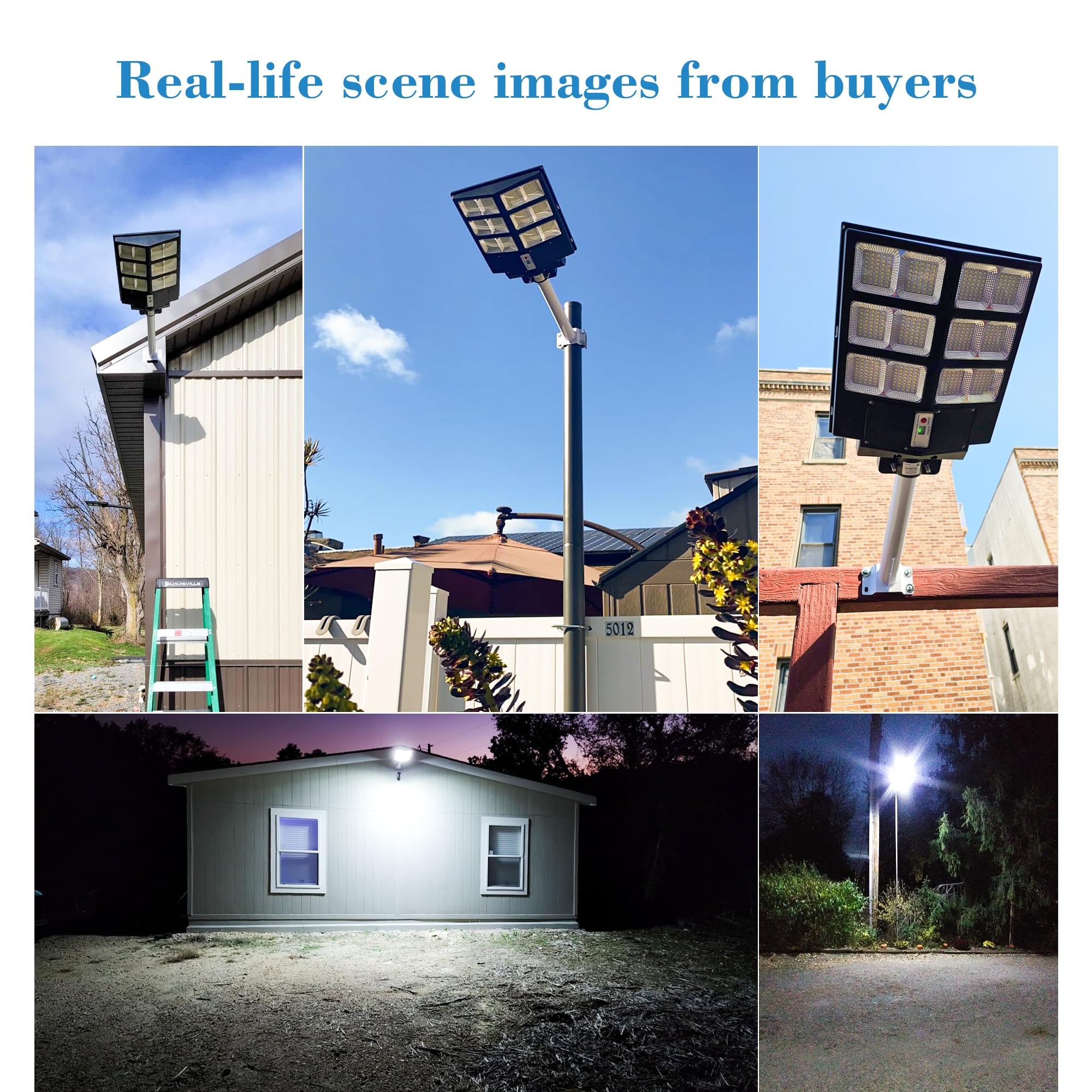 1600W Solar Street Lights Outdoor - Wide Angle Solar Powered LED Lights with Motion Sensor, 6500K Daylight White for Parking Lot, Yard, Stadium - Energy Efficient Dusk to Dawn Lighting for Pathways, Gardens & Security