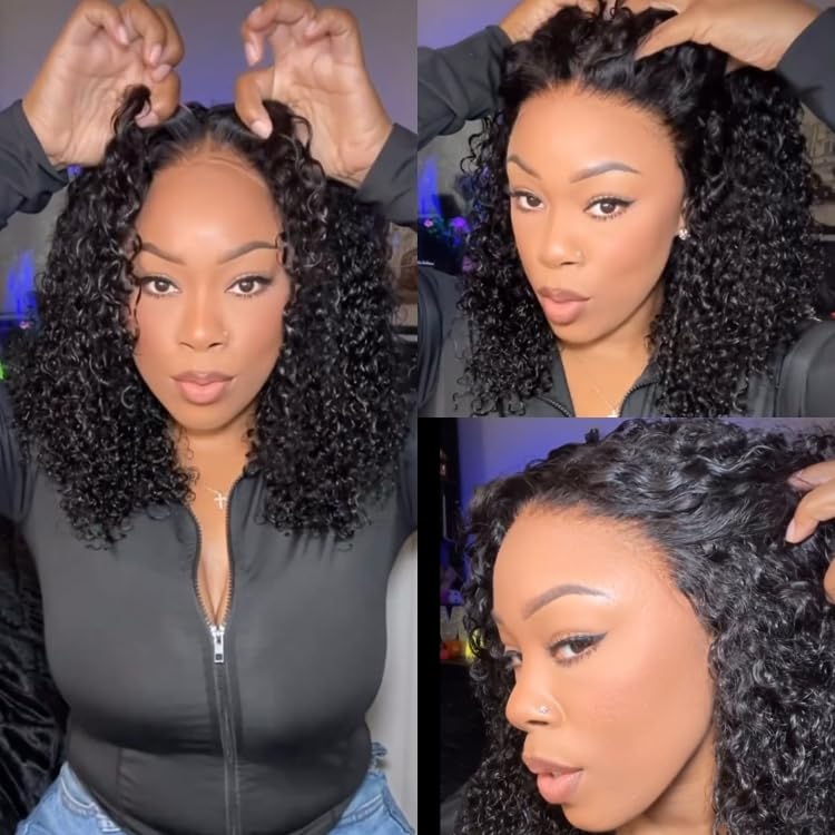 Asteria 7x4 Pre Cut Glueless Human Hair Wig - 18 Inch Bleached & Pre Plucked Lace Closure Curly Wig for Women | Ready to Wear | Perfect for Daily Wear, Parties & Special Occasions