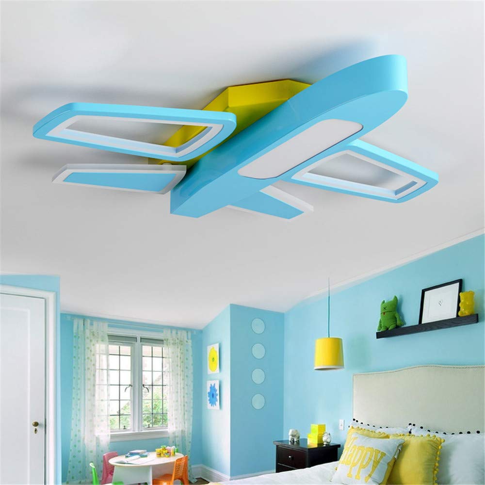 RUNNUP Acrylic Cartoon Airplane LED Ceiling Light with Stepless Dimming - Blue Kids Room Ceiling Lamp for Boys Bedroom, Nursery, Kindergarten & Study Room | Perfect for Children's Bedroom Lighting & Playroom Decor