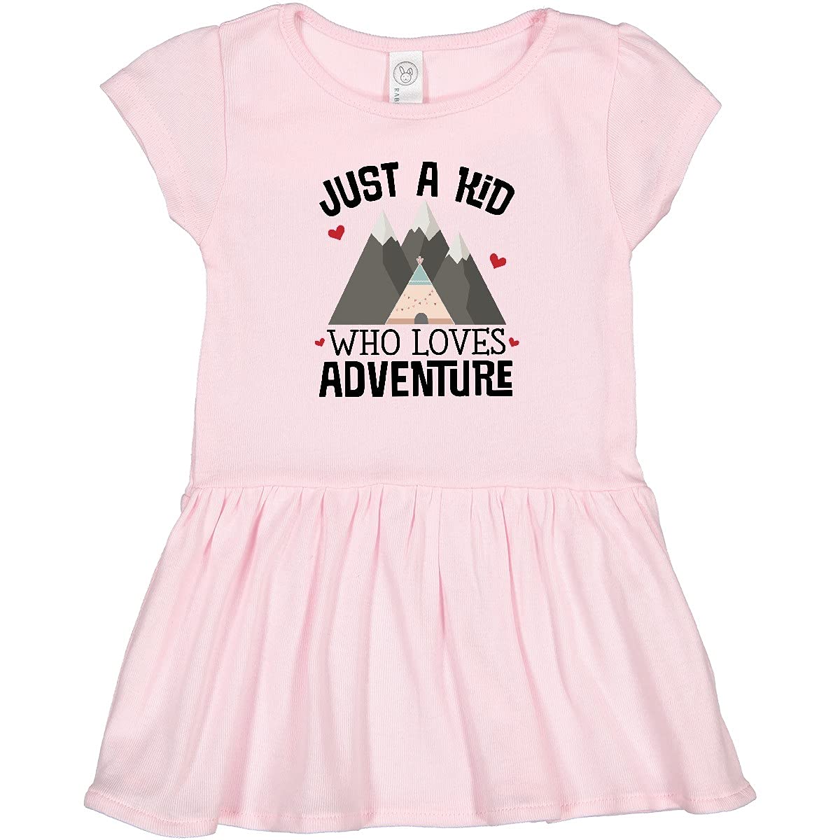 Inktastic Just a Kid Who Loves Adventure Toddler Dress - Cute Graphic Tee for Girls, Comfortable Cotton Play Outfit for Toddlers - Perfect for Outdoor Adventures, Playdates & Family Photos