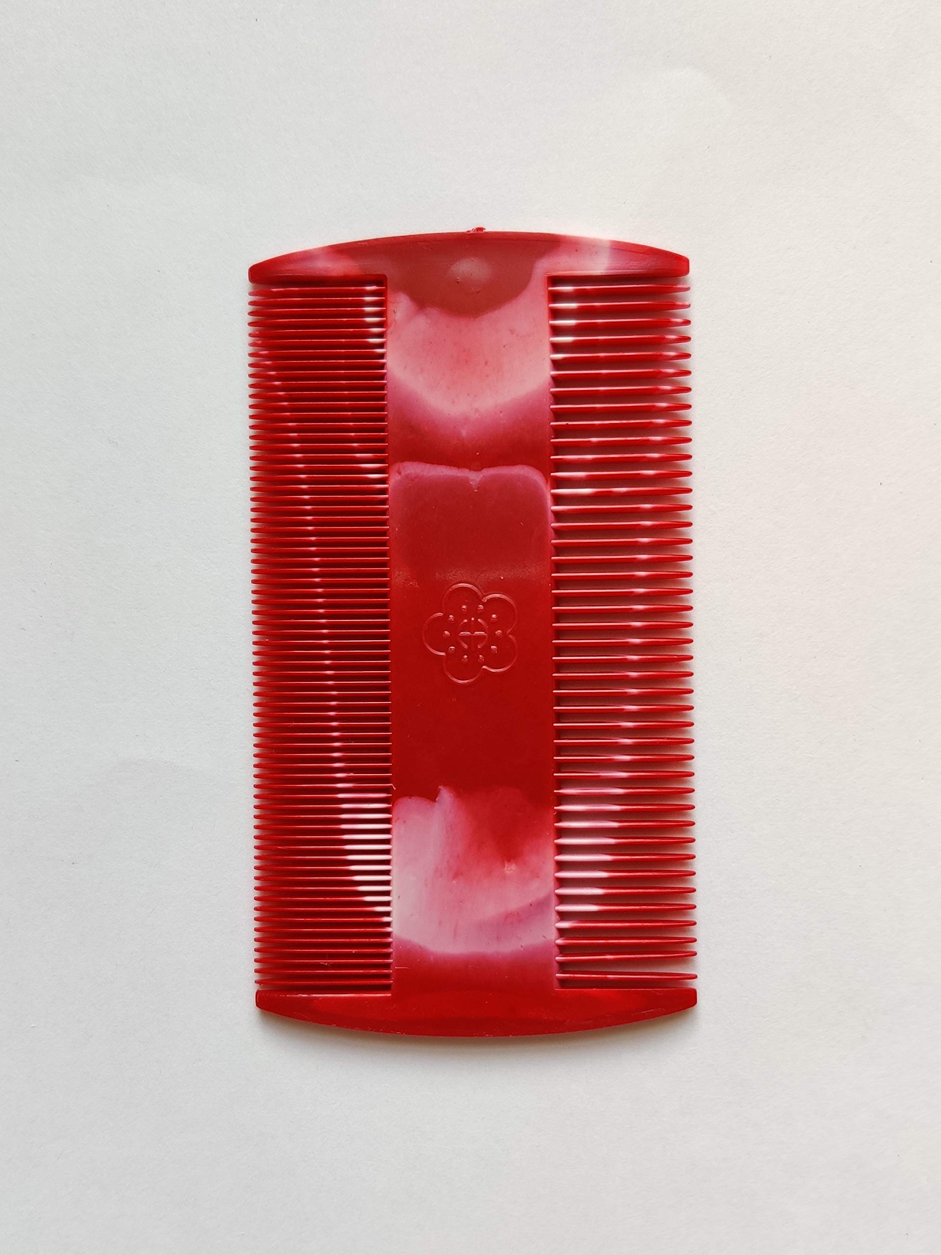 Premium Double-Sided Lice & Nit Comb for Adults & Kids - Fine Teeth Plastic Flea Comb (Red) - Effective Head Lice Removal Tool for Home & Travel Use