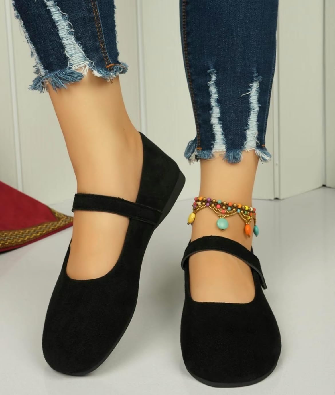 Women's Cotton Mary Jane Ballet Flats - Comfortable China Doll Style Ballerina Shoes for Casual Wear, Work & Everyday Outfits