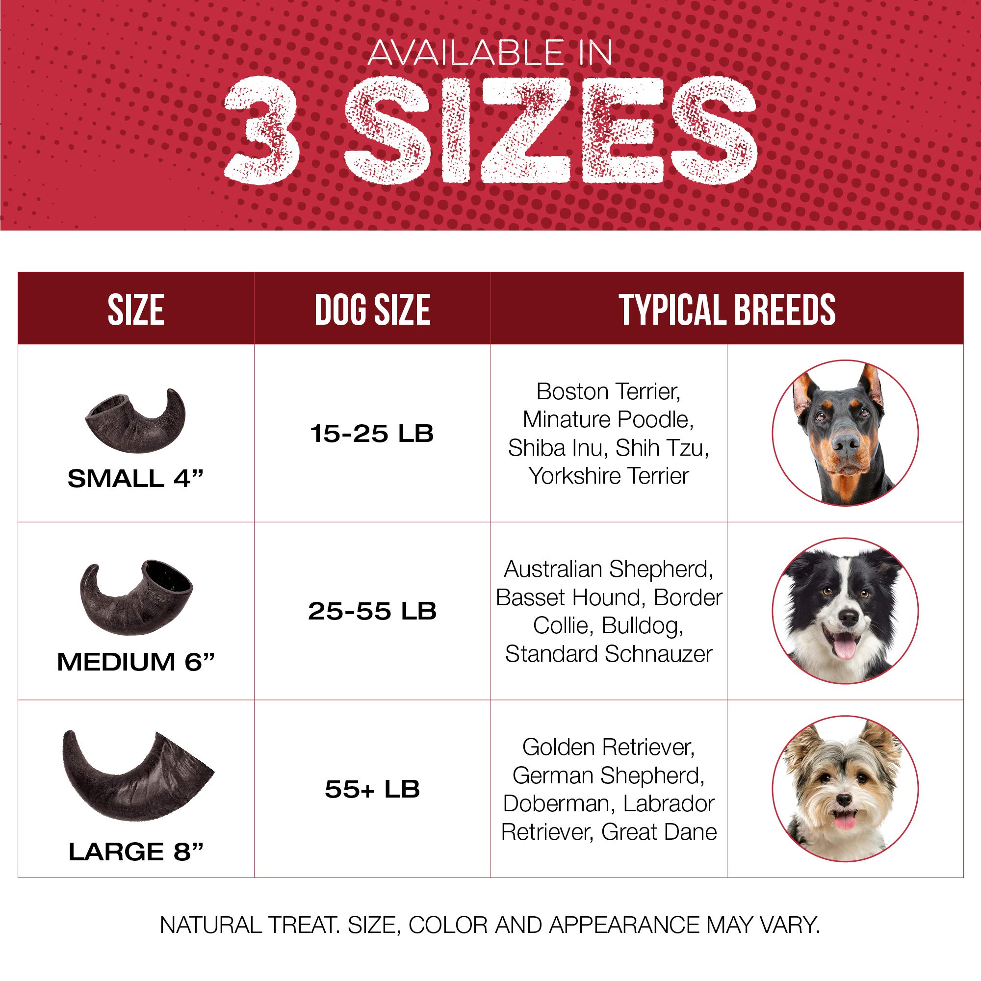 All-Natural Water Buffalo Horn Dog Chew 4 Pack (4