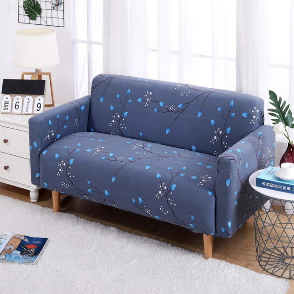 Dark Blue Floral Print Sofa Cover - Anti-Slip, Anti-Dust L-Shaped Couch Protector for Living Room | Perfect for Pet Owners & Family Gatherings