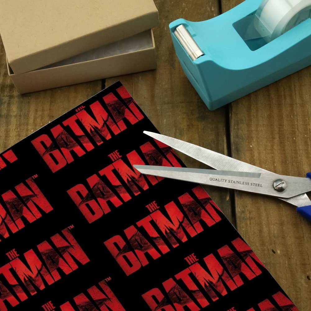 The Batman Logo Gift Wrap Paper Rolls - Premium Superhero Wrapping Paper for Birthday Gifts, Christmas Presents & Party Decorations
