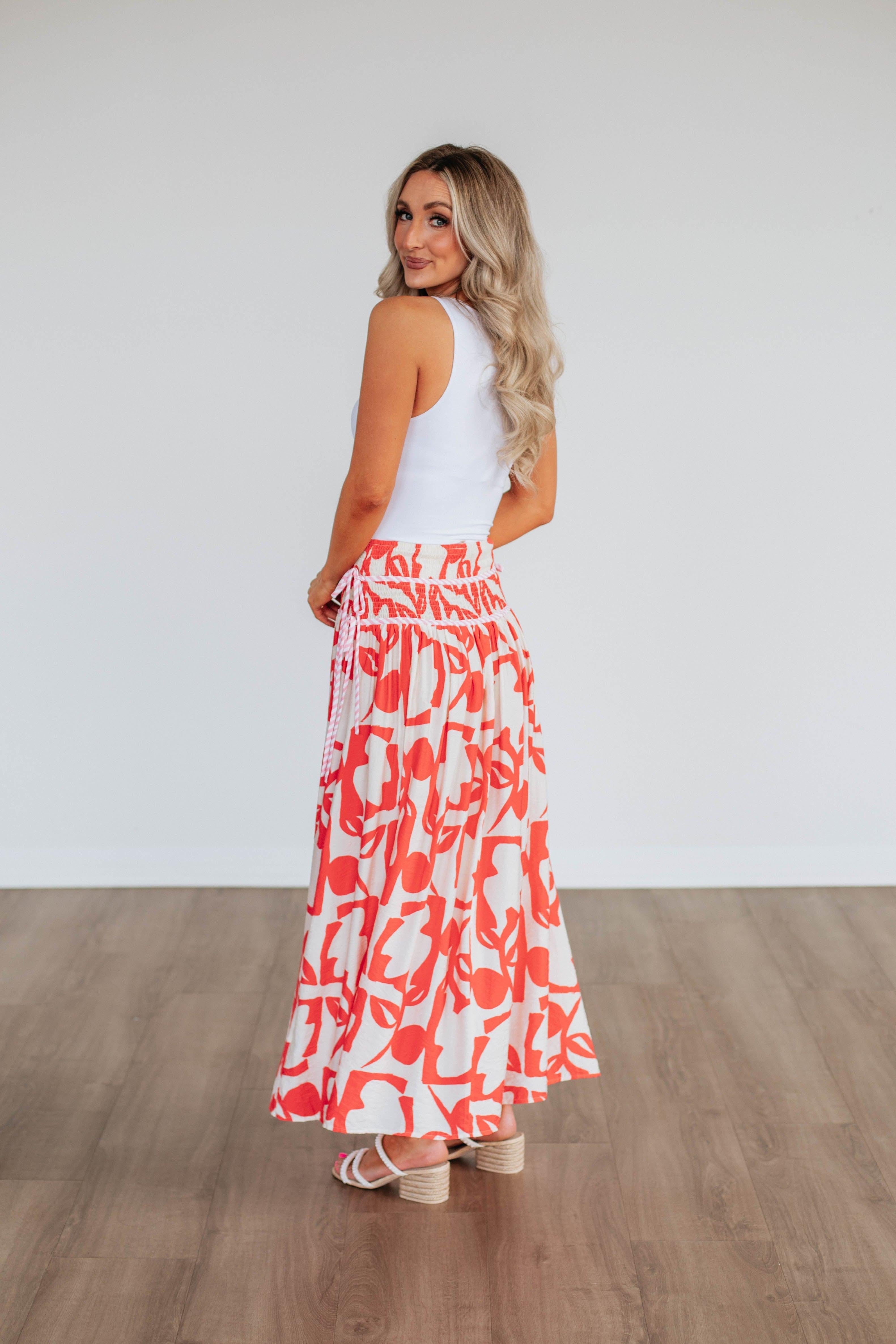 Ambria Maxi Skirt - Floral Print, Boho Style, Elastic Waist, Lightweight Fabric for Women | Perfect for Beach, Summer Outfits & Casual Wear