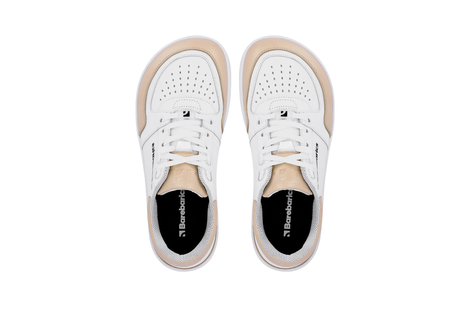 Barefoot Sneakers Barebarics Wave - White & Beige | Minimalist Zero Drop Shoes for Running, Walking & Gym | Lightweight & Flexible Barefoot Design