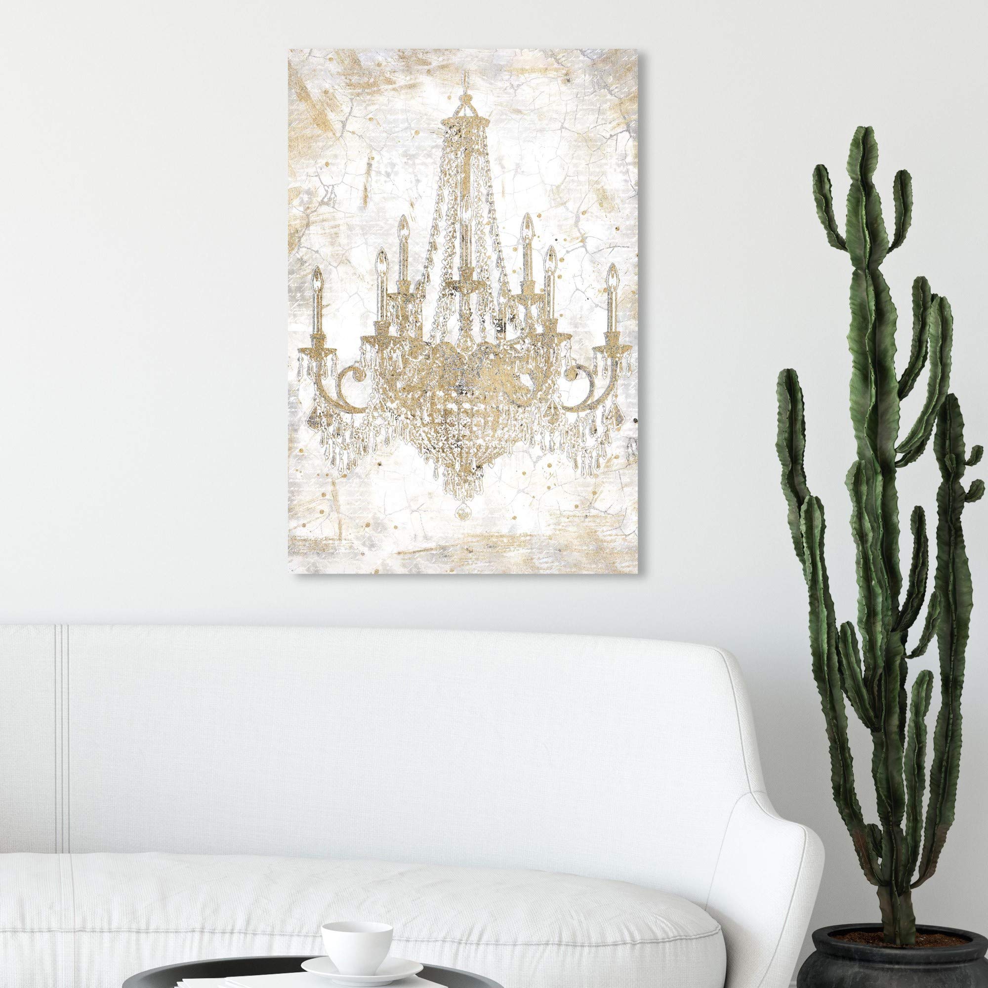 Oliver Gal Artist Co. Fashion & Glam Wall Art Canvas Prints - 20x30 Inch Gold & White Chandelier Home Decor - Perfect for Living Room, Bedroom & Office Wall Decoration