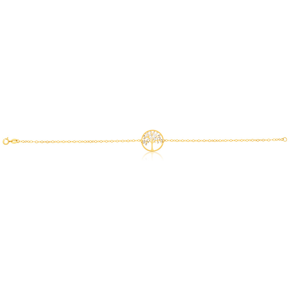 9ct Gold Tree of Life Bracelet - 19cm Adjustable Bangle for Women, Spiritual Jewelry Gift for Yoga, Meditation & Boho Fashion