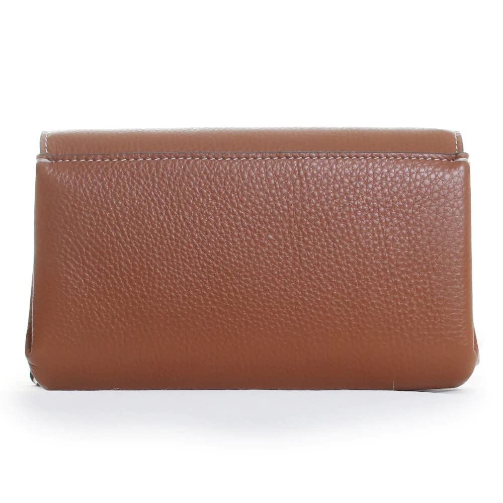 Tory Burch Women's Miller Leather Crossbody Shoulder Handbag - Small Brown Genuine Leather Purse for Everyday Use, Work & Travel