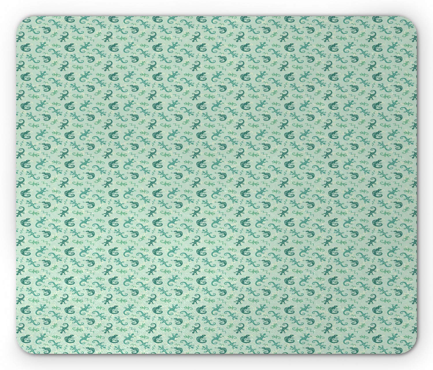 Ambesonne Gecko Mouse Pad - Non-Slip Rubber Mousepad with Lizard Chameleon Chevron Zigzag Pattern, Standard Size Rectangle Desk Mat in Pale & Dark Green - Perfect for Office, Gaming & Computer Workstations