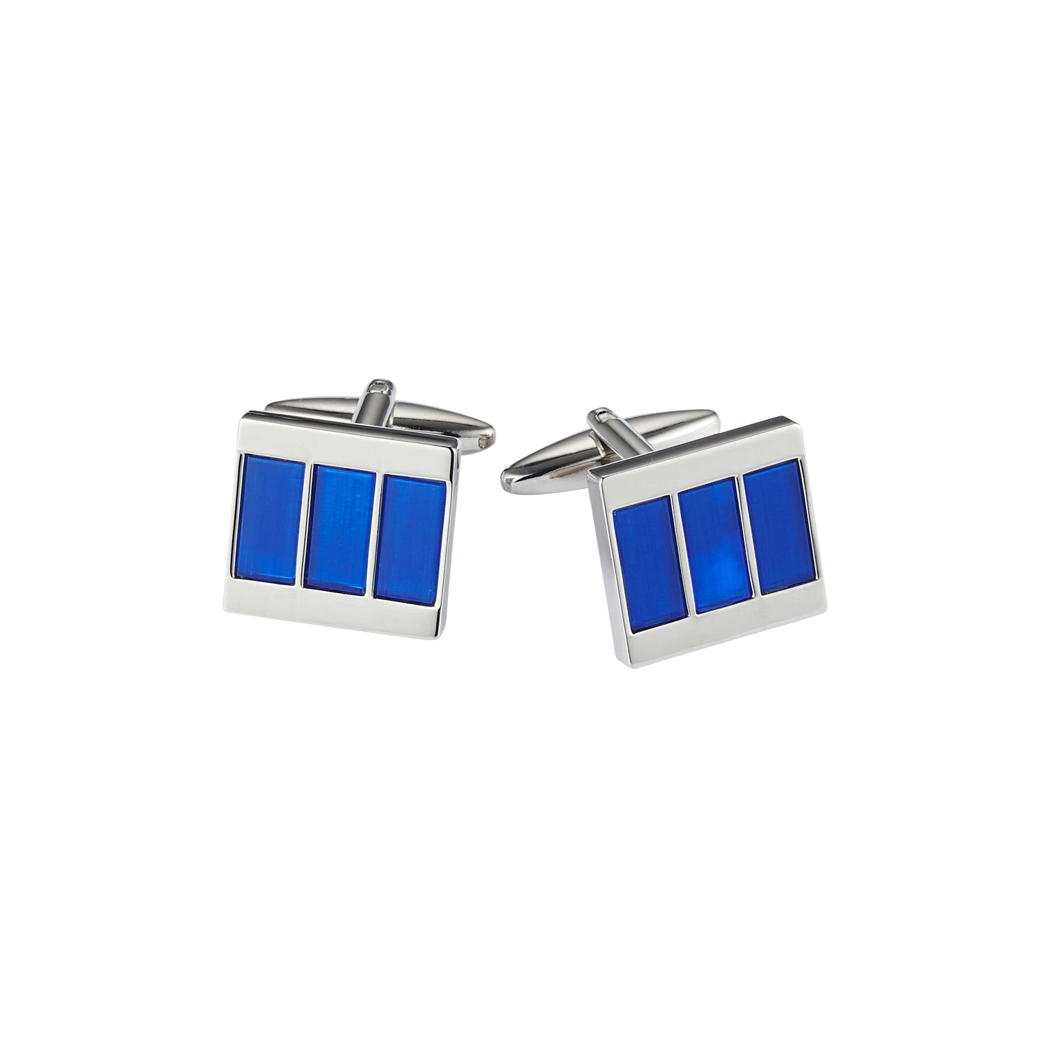 Elegant CUDWORTH Rhodium Plated Cobalt Blue Cufflinks for Men - Perfect for Weddings, Business Meetings & Formal Events